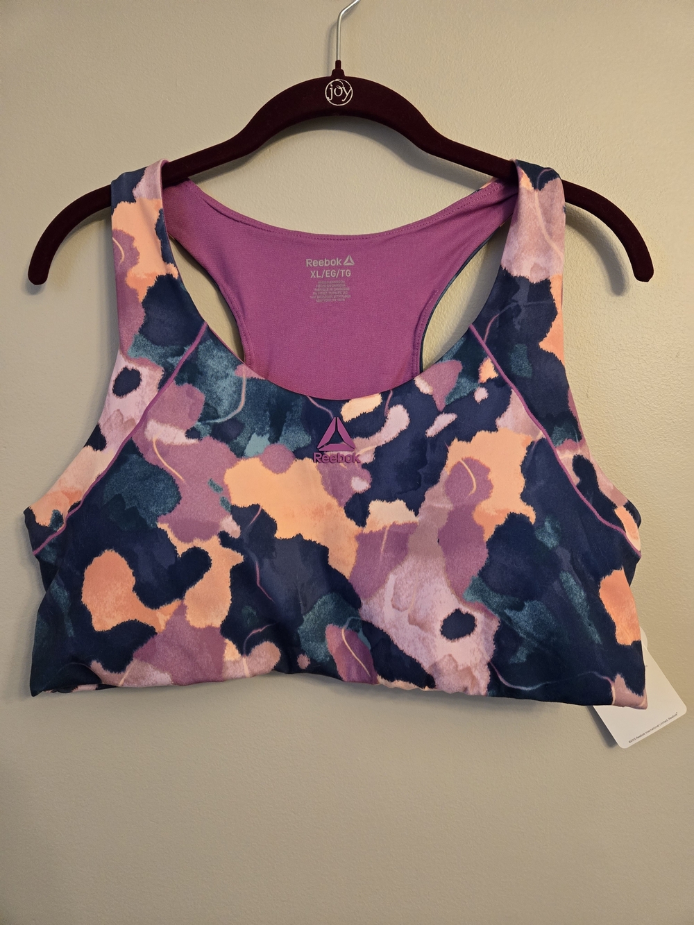 Reebok Women's Purple Multi-Color Racerback Sports Bra